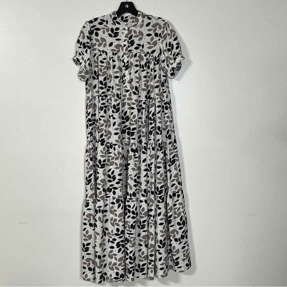 CQ Black White Tan Floral Tiered Maxi Dress - Picture 1 of 7